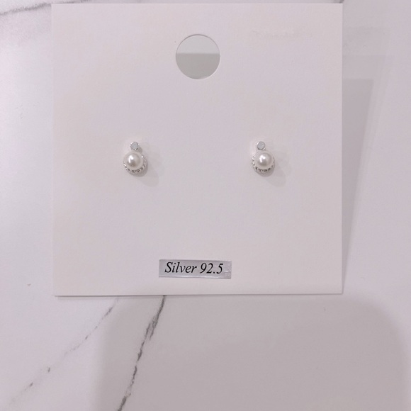 Pearl & Diamond Stone Sterling Silver Earrings - Picture 2 of 2